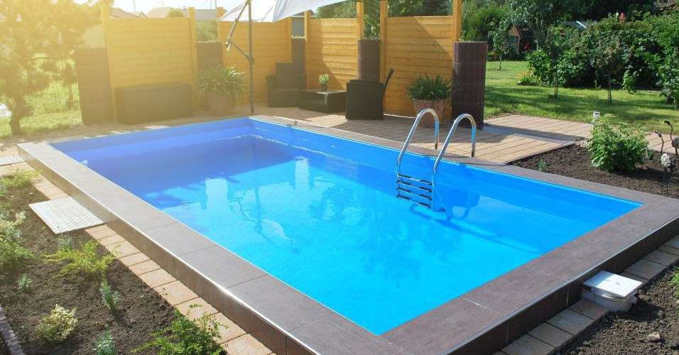 Thermopool Pro komplett 8 × 4 × 1,5 m PS30/80 med blå 0,8 mm blå liner. - Bild 4