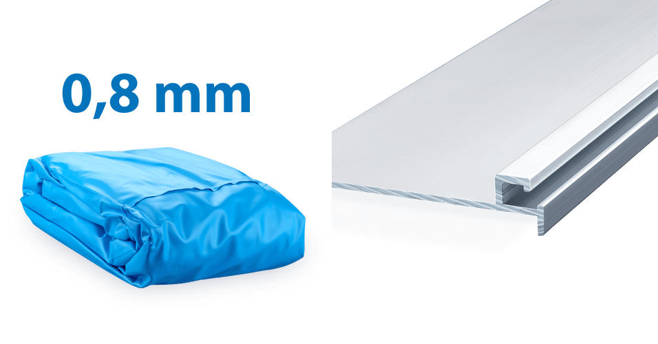 Thermopool Pro komplett 8 × 4 × 1,5 m PS30/80 med blå 0,8 mm blå liner. - Bild 7
